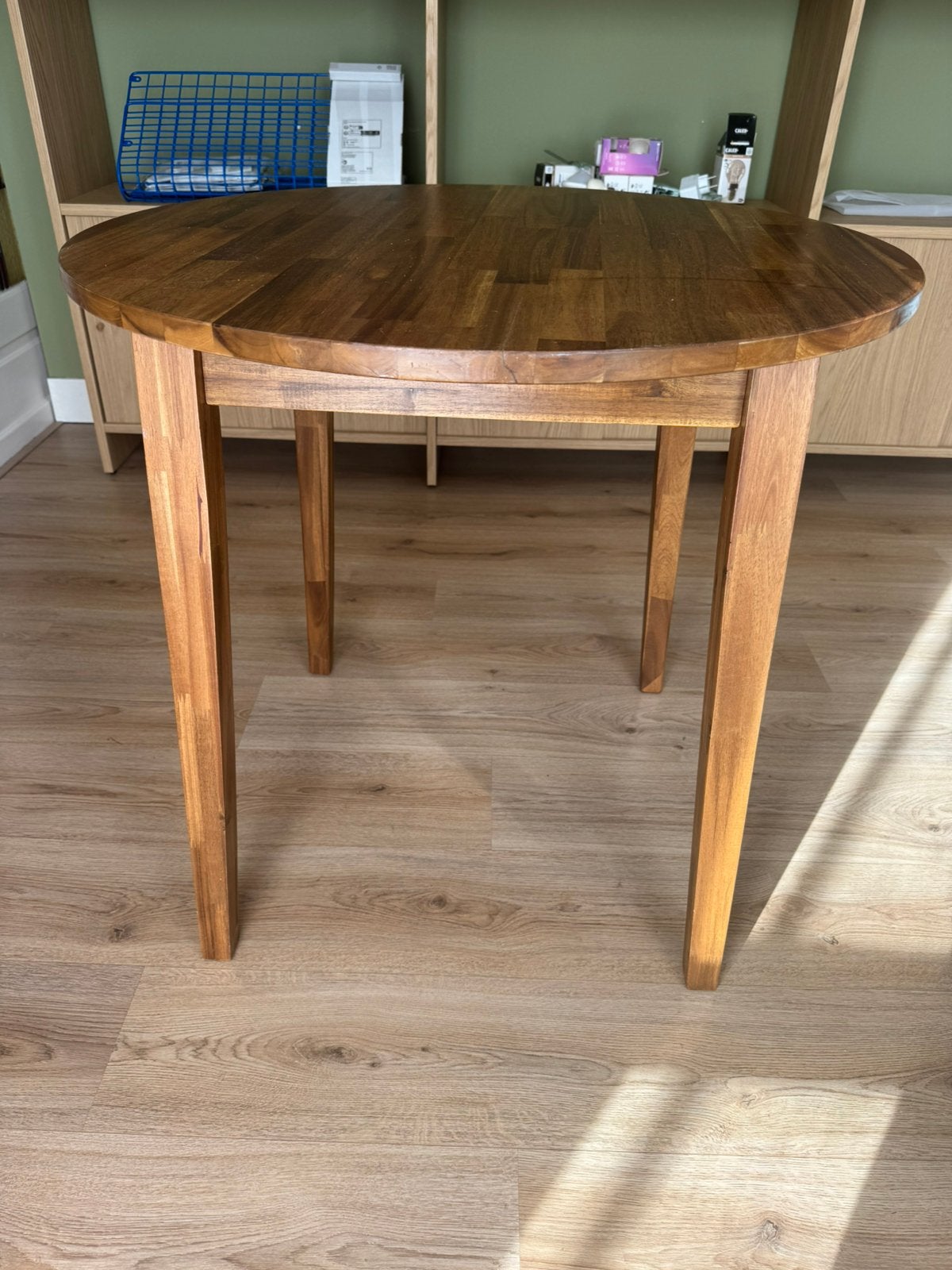 VANDAAG/MORGEN OPHALEN acacia houten eettafel 80cm, Huis en Inrichting, Tafels | Eettafels, Ophalen, Zo goed als nieuw, Rechthoekig