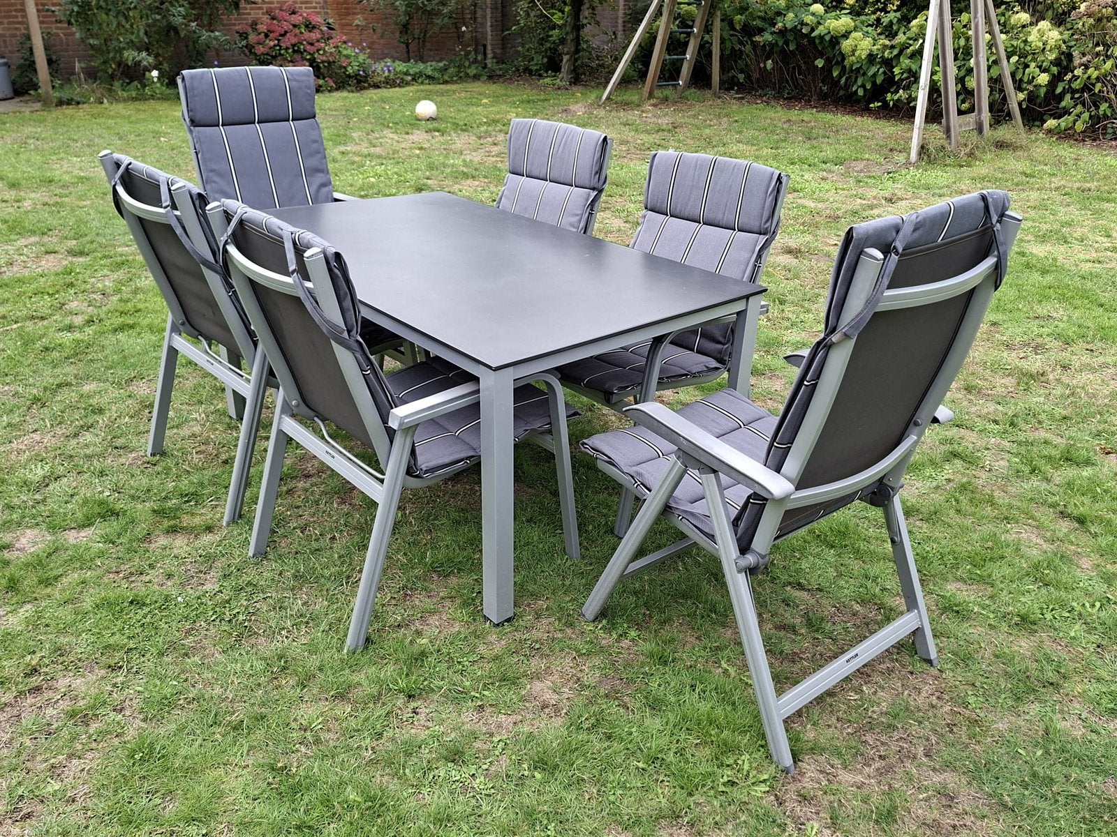 Tuintafel met 6 kettler tuinstoelen, Overige materialen, Gebruikt, 6 zitplaatsen, Ophalen of Verzenden