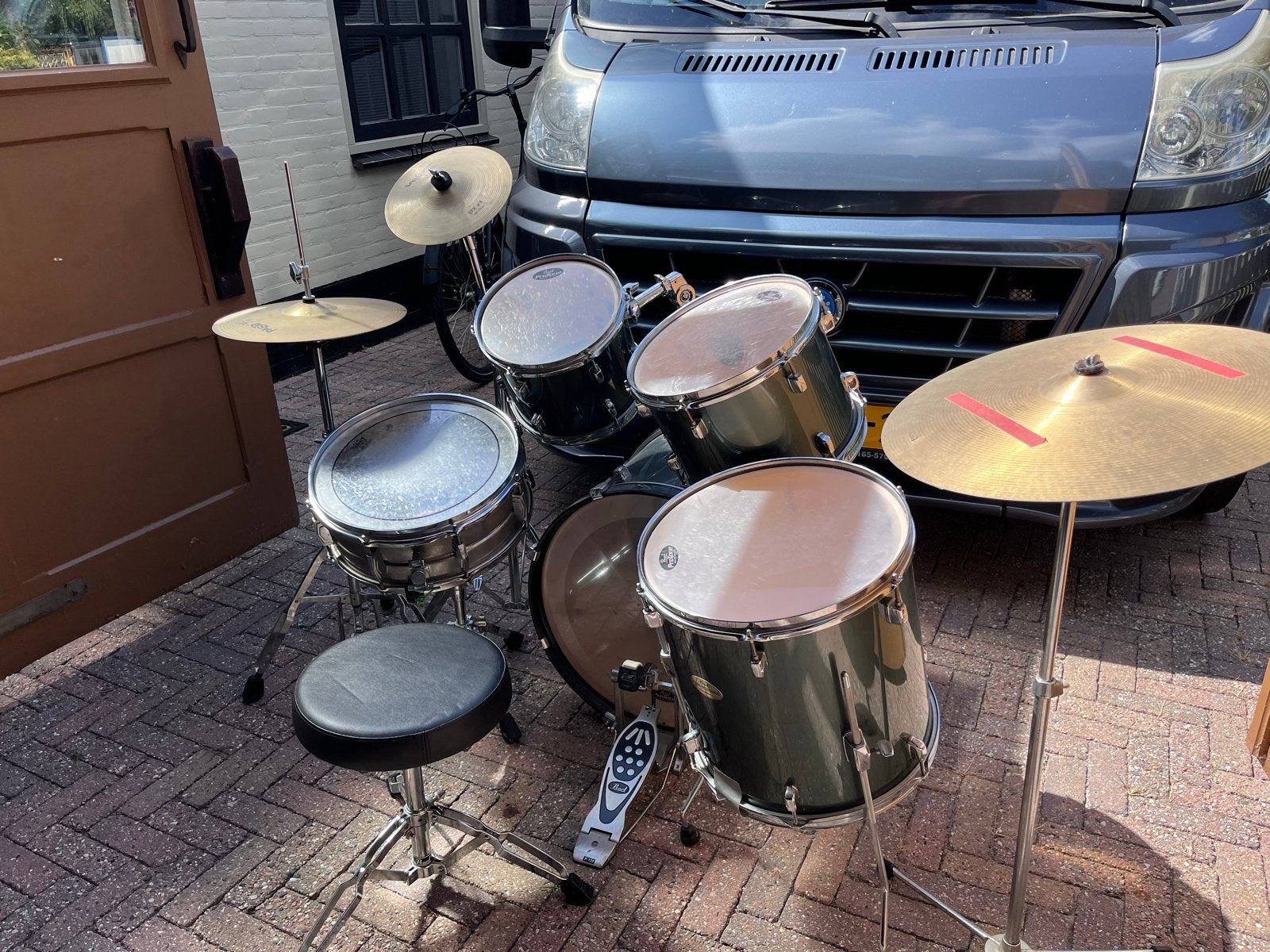 Compleet drumstel met bekkens en kruk, Ophalen, Gebruikt, Overige merken