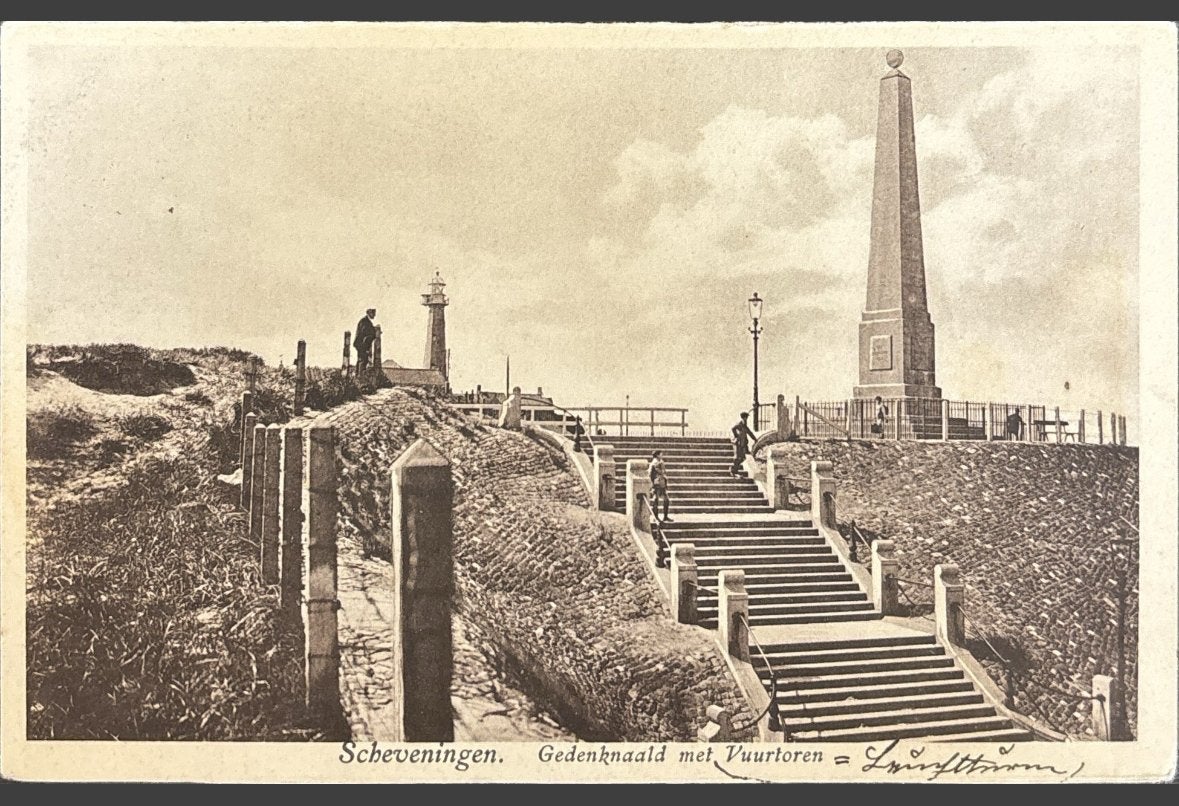 Scheveningen, gedenknaald met vuurtoren Artur Klitsch, Verzenden, 1920 tot 1940, Gelopen, Zuid-Holland