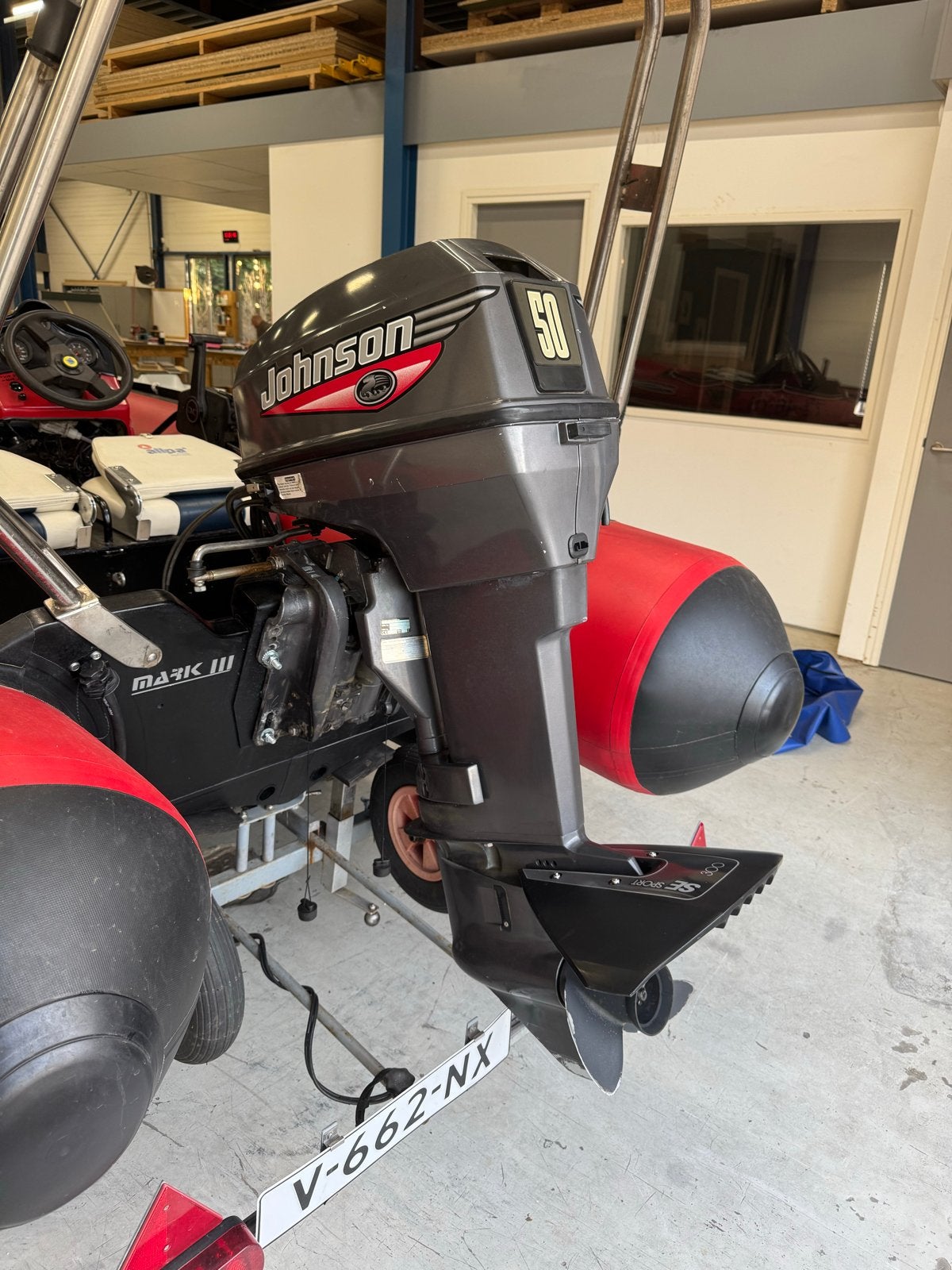 Zodiac Mark III met Johnson 50pk buitenboordmotor, Watersport en Boten, Gebruikt, Buitenboordmotor, Tot 1.00 meter, Rib