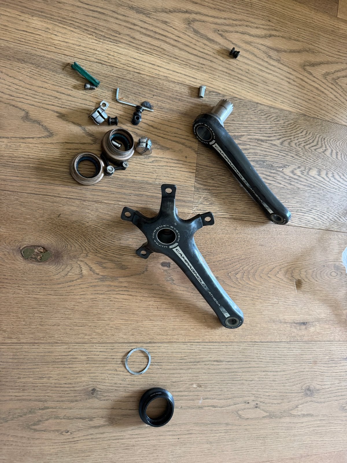 Campagnolo Athena 11-speed crankstel en trapas, Crankstel of Pedalen, Gebruikt, Ophalen of Verzenden, Aluminium
