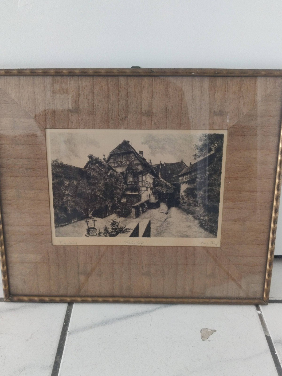 Oude tekening zoldervondst zolderopruiming, Ophalen of Verzenden, Stadsgezicht, Overige technieken