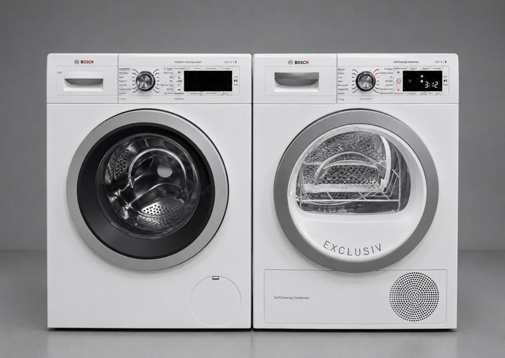 Bosch Serie 8 Wasmachine 9 kg 1600 toeren + warmtepompdroger, Witgoed en Apparatuur, 8 tot 10 kg, Ophalen, Zo goed als nieuw