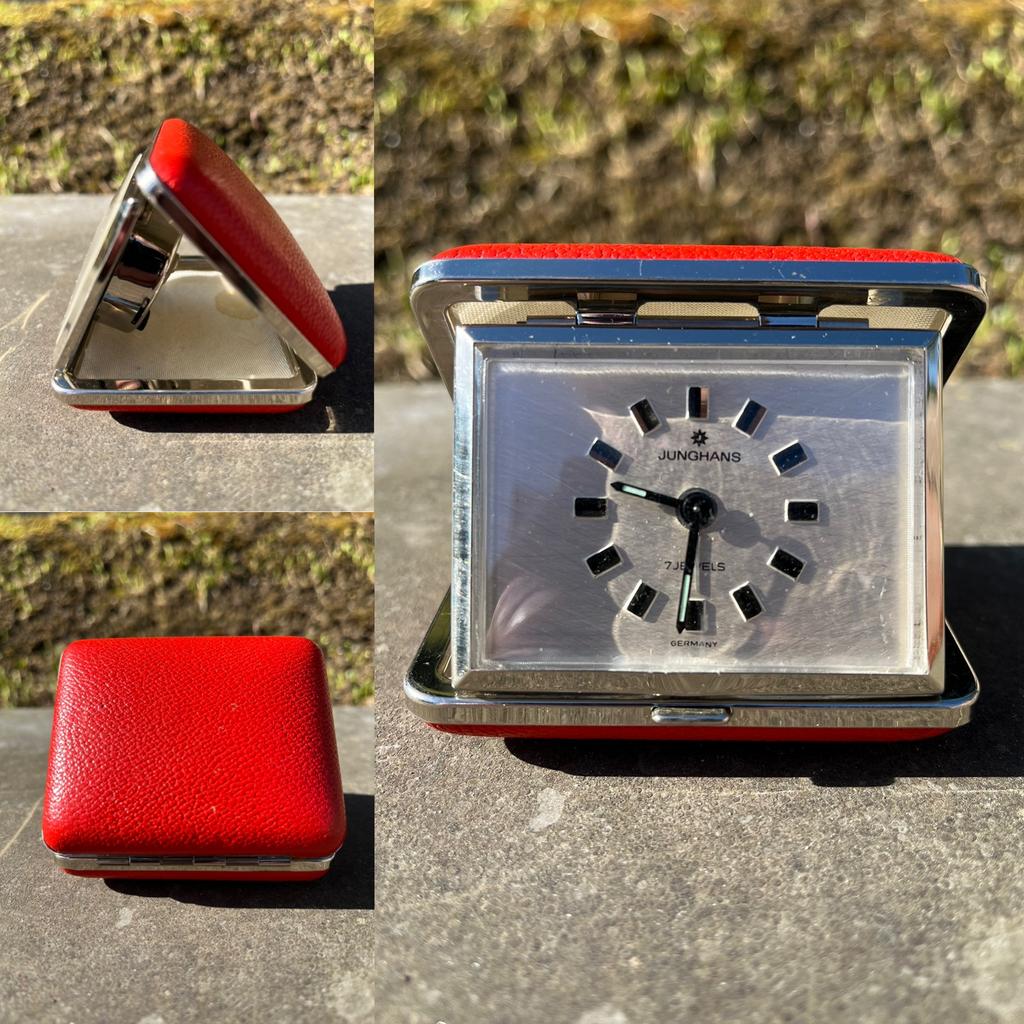 Vintage midcentury Junghans 2 Jewels mechanische reiswekker, Ophalen of Verzenden