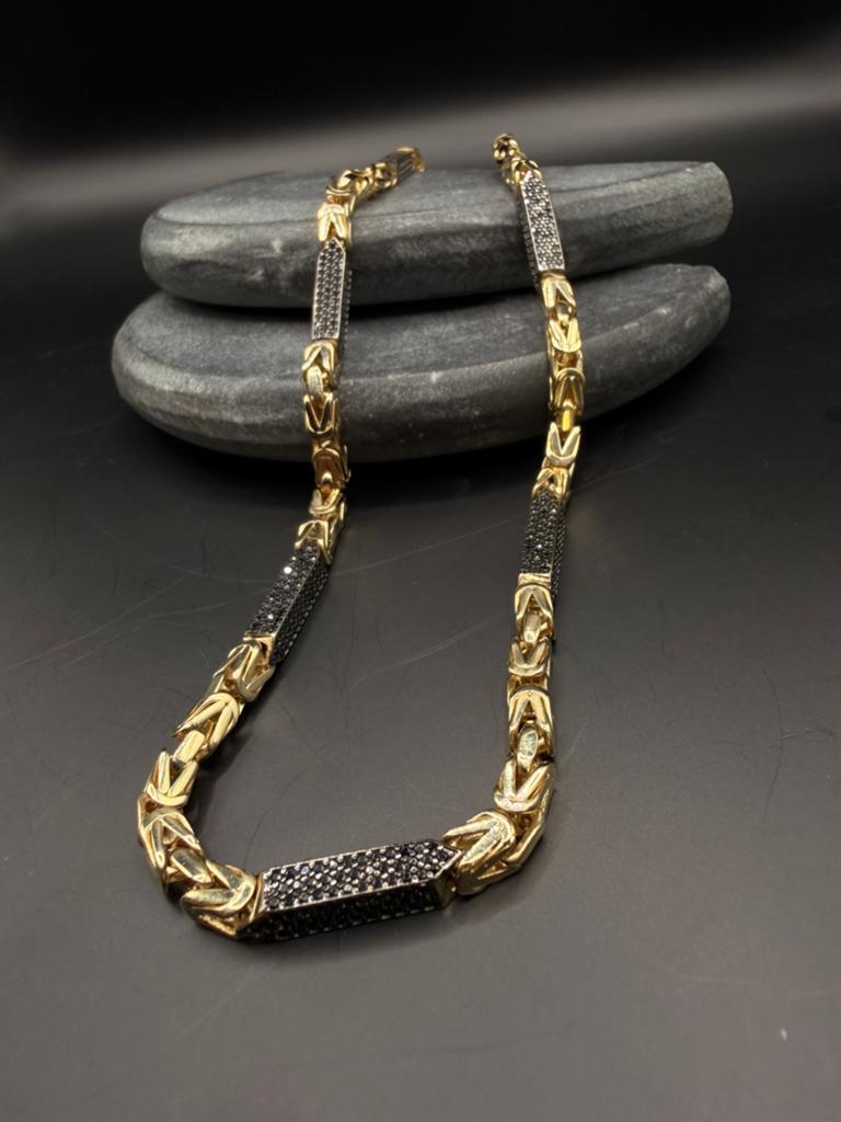 14k koningsketting onyx natuursteen, Ophalen of Verzenden, Nieuw, Goud