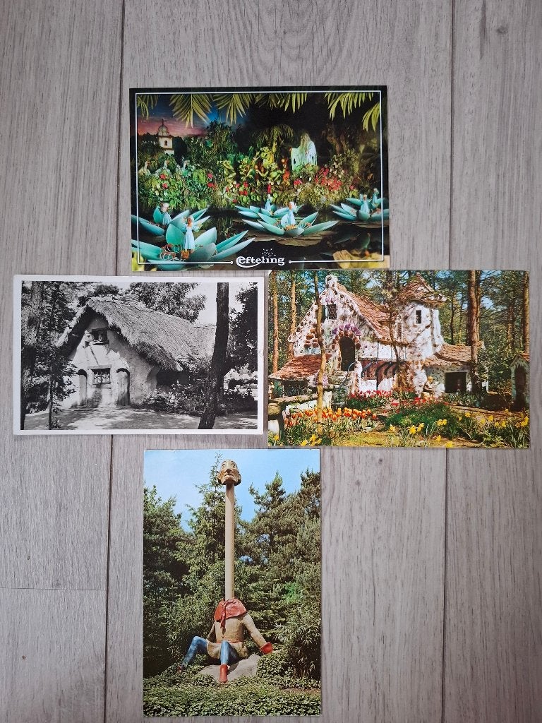 4 ansichtkaarten van pretpark de Efteling., Ophalen of Verzenden, Beeldje of Poppetje