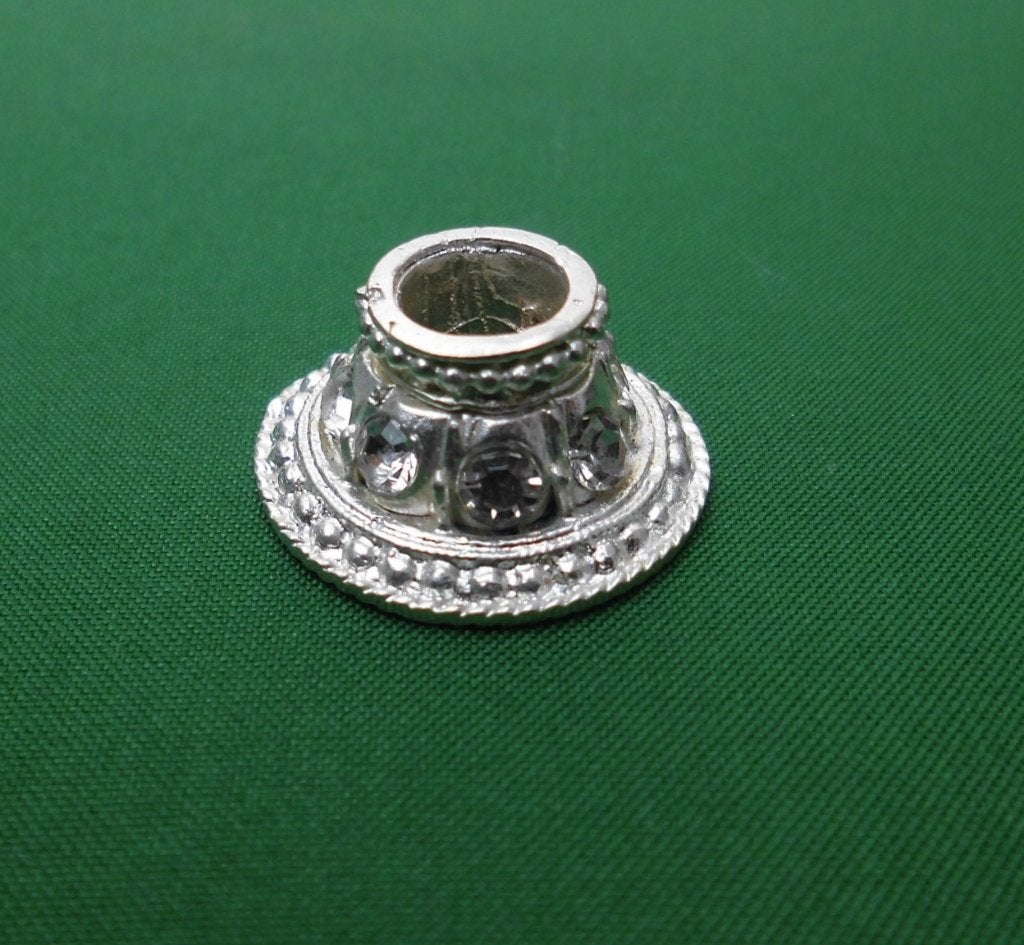 Nieuwe Mendak Java Keris Zilver Witte Steentjes Kriss MSG24, Zilver, Handgemaakt, Sieraad, Verzenden