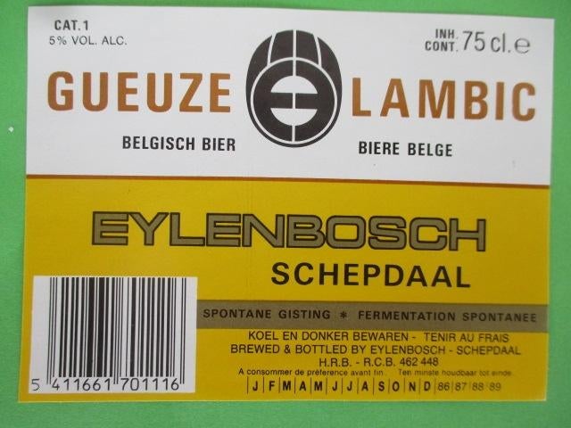 bieretiket Belgie 5-4 (8N) eylenbosch, Ophalen of Verzenden, Gebruikt, Overige typen, Overige merken
