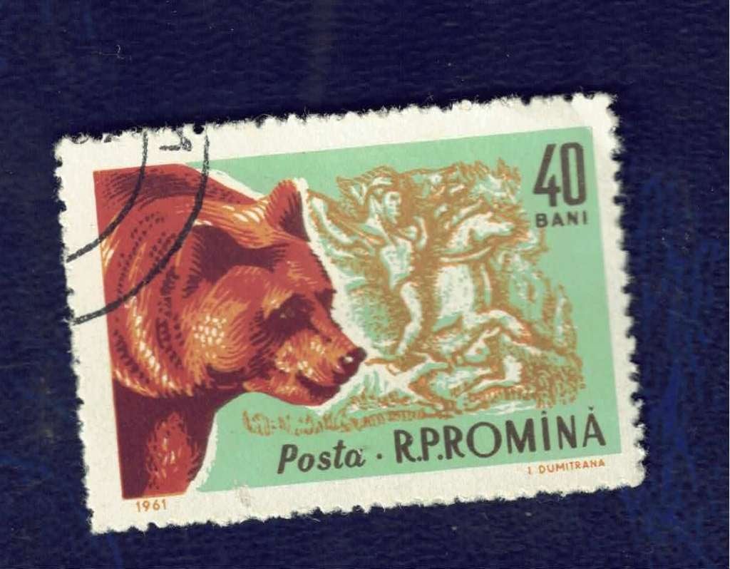 Fauna - Dieren - Beren - Roemenie - 40 Bani - gebr, Postzegels en Munten, Ophalen of Verzenden, Gestempeld, Dier of Natuur