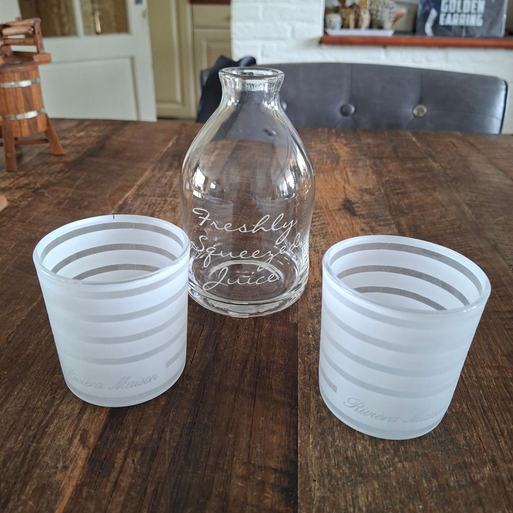 2 Riviera Maison Theelichtjes 7 cm en  Fles 15x9 cm groot, Ophalen of Verzenden