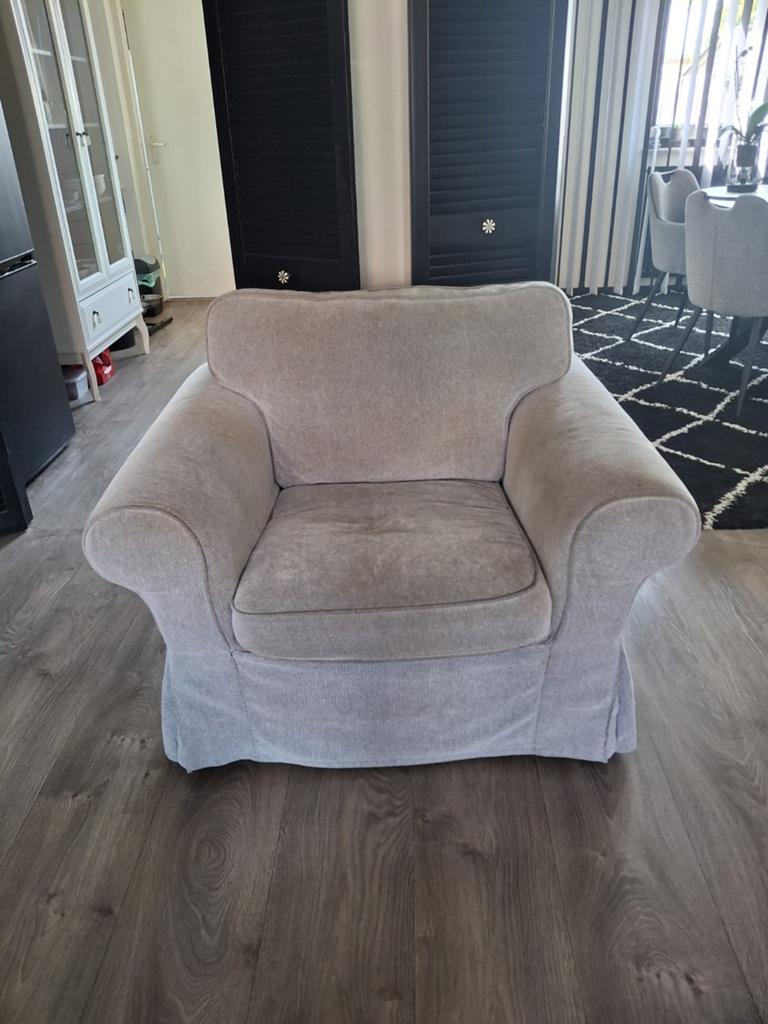 IKEA Ektorp fauteuil en 3-zits bank lichtgrijs, Ophalen, Gebruikt, Stof