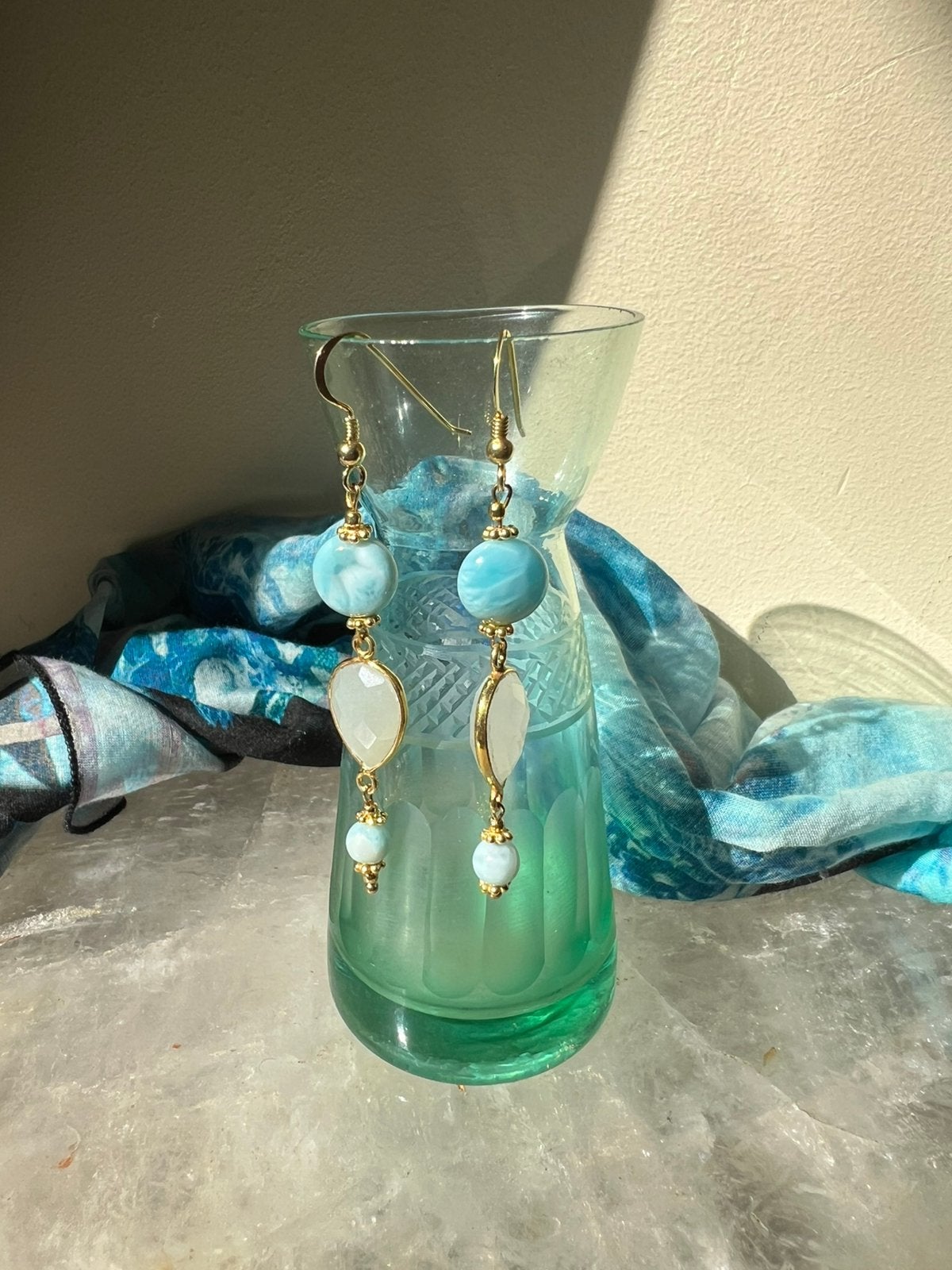 Larimar maansteen regenboog zilver beschermt geluk balans, Hangers, Blauw, Magnolia11, Nieuw