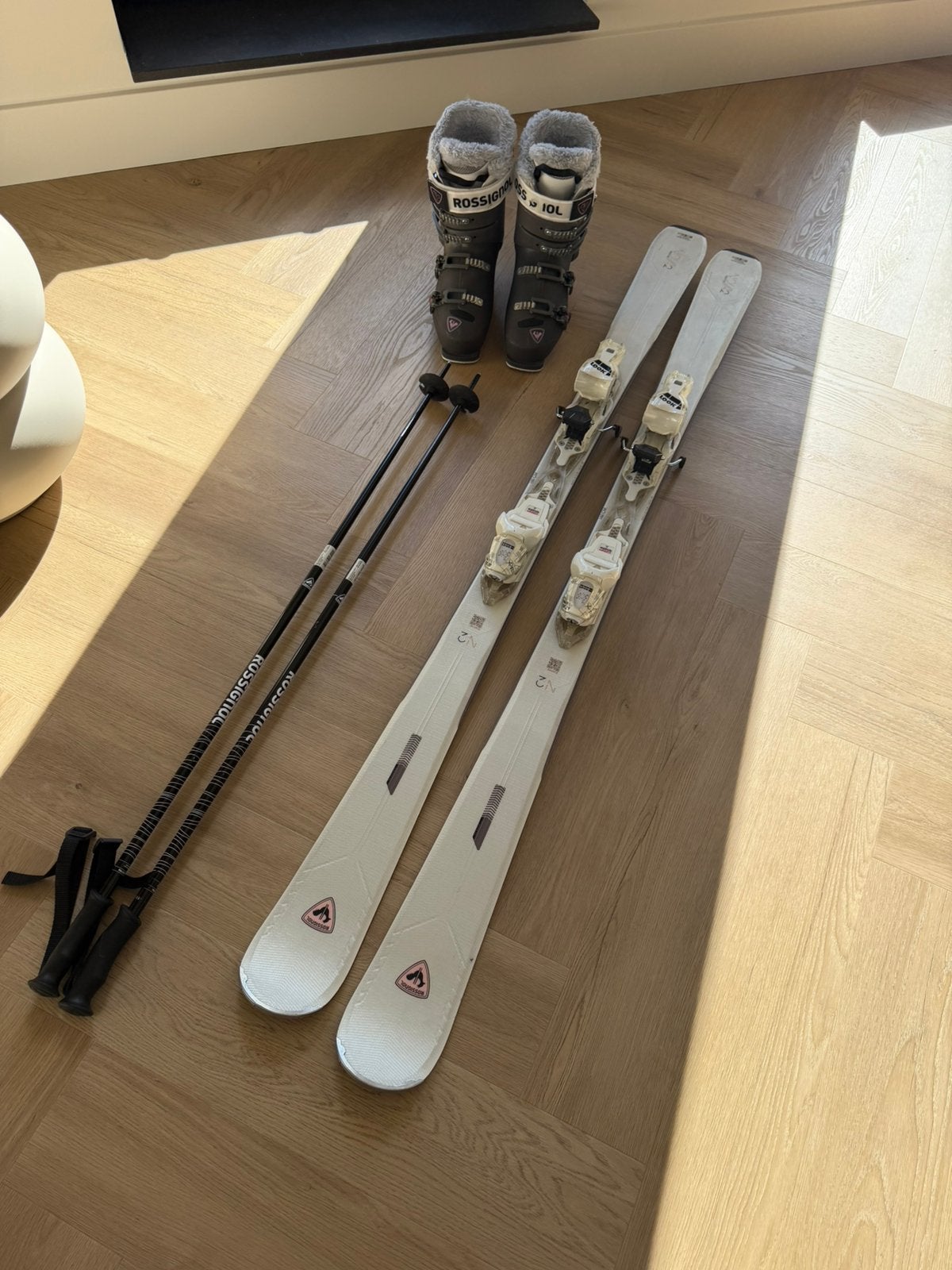 Rossignol compleet ski,s, skischoenen en skistokken, Ophalen, 160 tot 180 cm, Rossignol, Zo goed als nieuw