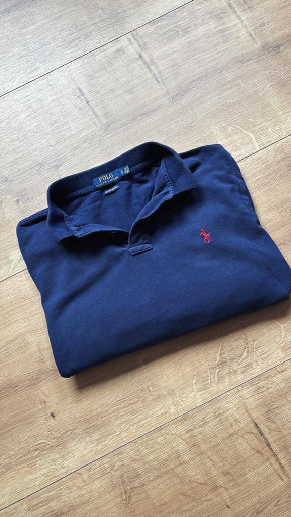 Ralph Lauren Polo Navy Lange Mouwen - Custom Slim Fit, Kleding | Heren, Polo's, Ophalen of Verzenden, Zo goed als nieuw, Maat 52/54 (L)