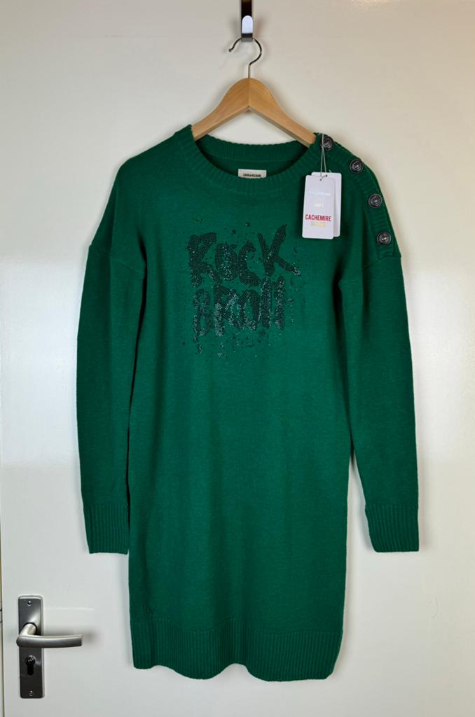 ZADIG & VOLTAIRE Wool Cashmere Sweater Dress Sequins Logo M, Kleding | Dames, Jurken, Maat 38/40 (M), Nieuw, Ophalen of Verzenden