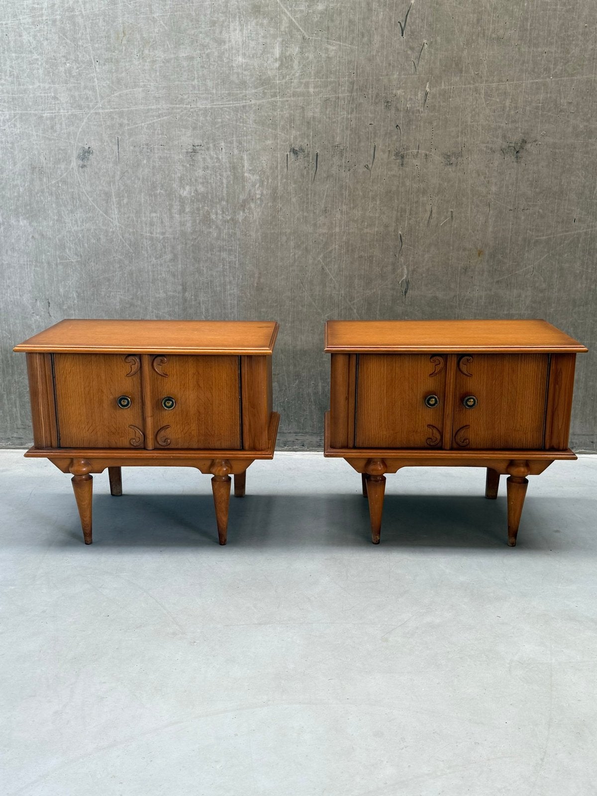 Vintage Mid Century Nachtkastjes - Set van 2, Gebruikt, Minder dan 45 cm, Ophalen of Verzenden, X