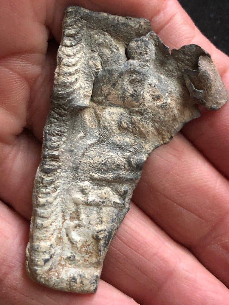 Bodemvondst Romeinse RELIGIEUZE lood plaquette SOL Mysterie!, Antiek en Kunst, Antiek | Religie, Ophalen of Verzenden