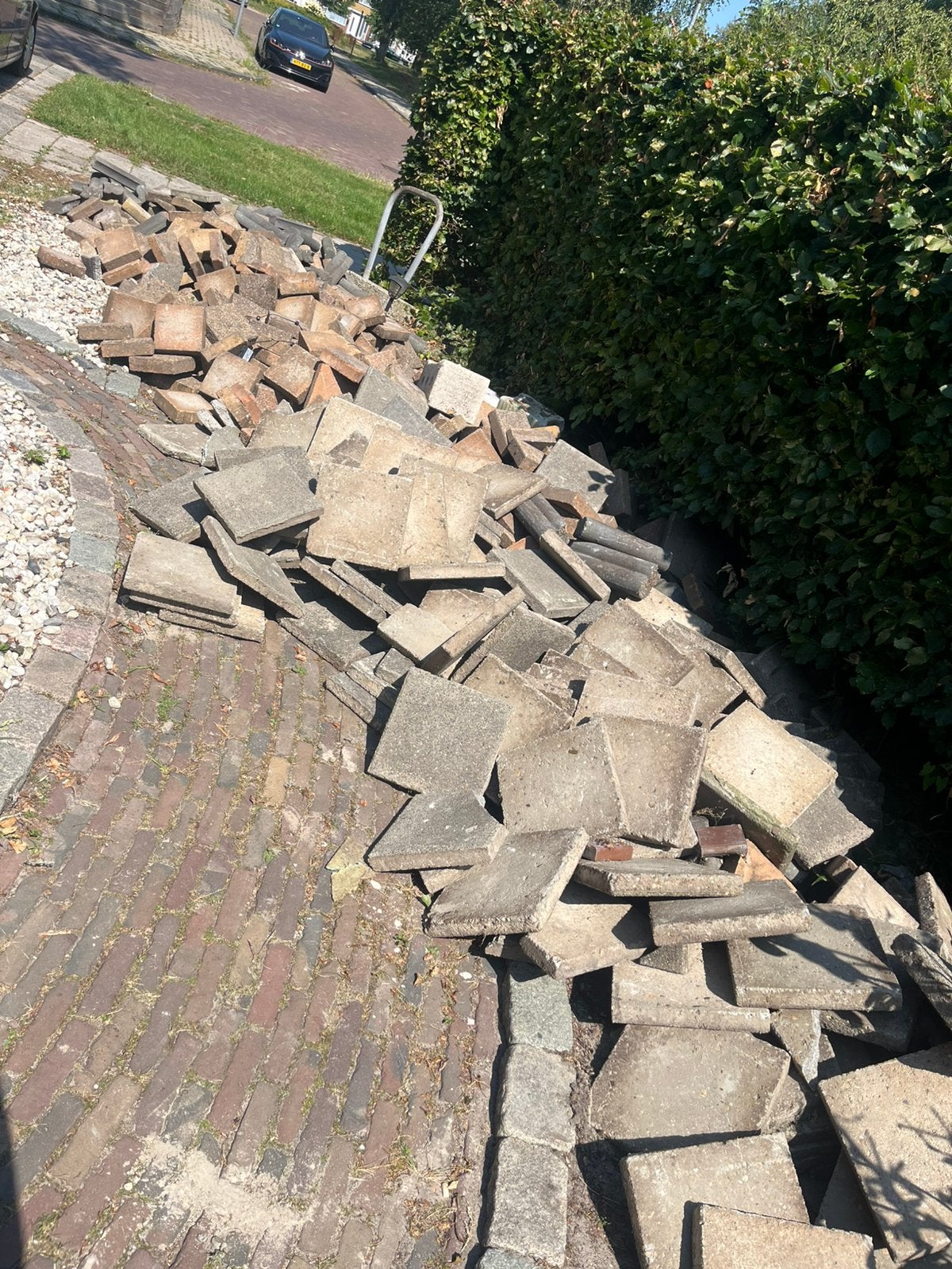 tegels circa 30m2, Ophalen, Gebruikt, Beton, Terrastegels