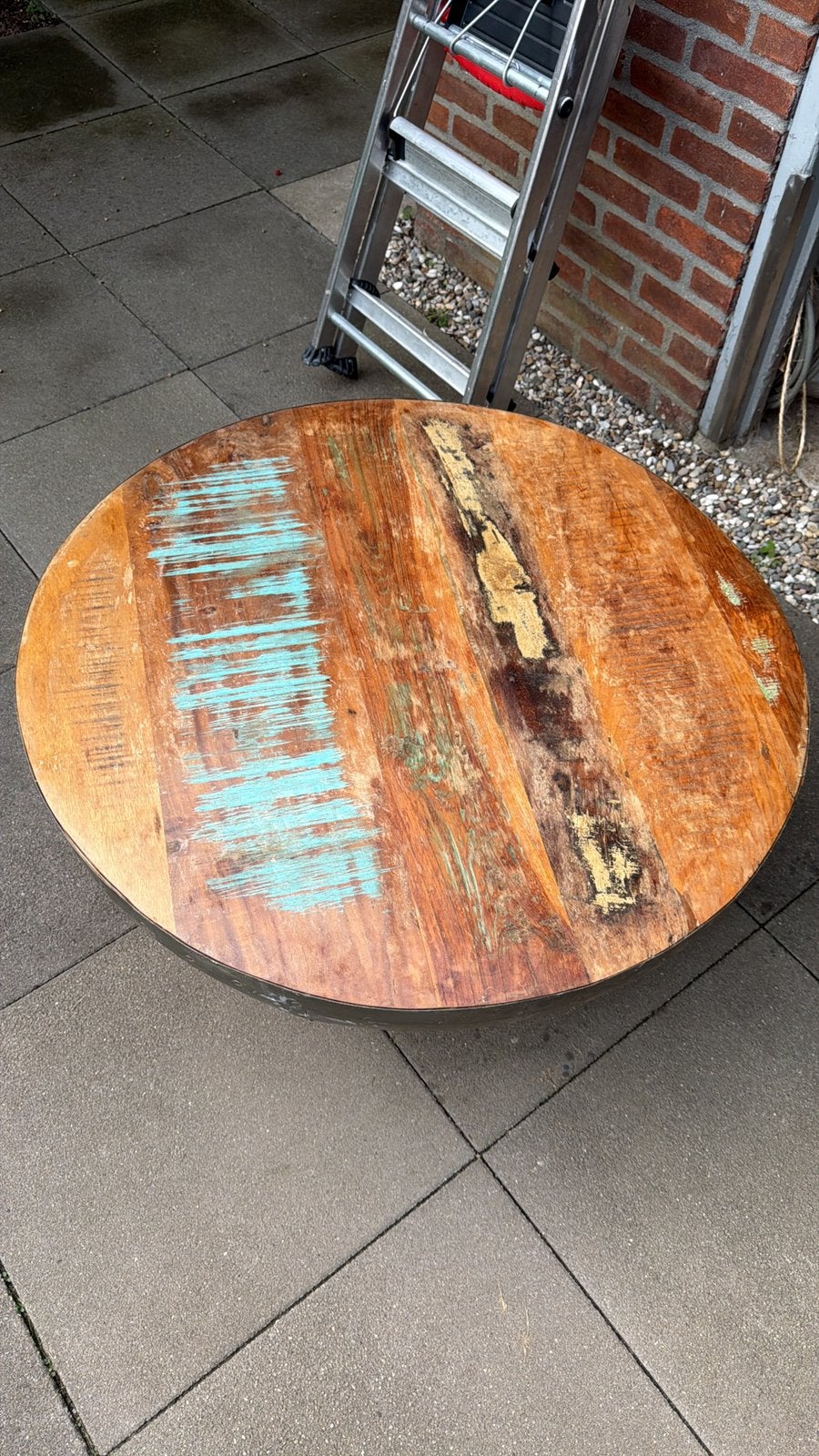 Mooie ronde stoere salontafel, Ophalen, Zo goed als nieuw, Rond, 100 tot 150 cm