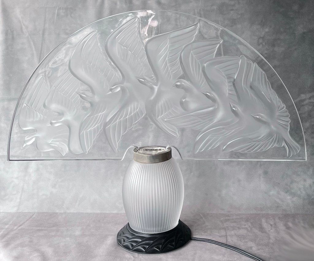 Lalique 'Hokkaido' lamp - Art Deco, Antiek en Kunst, Antiek | Glas en Kristal, Ophalen of Verzenden