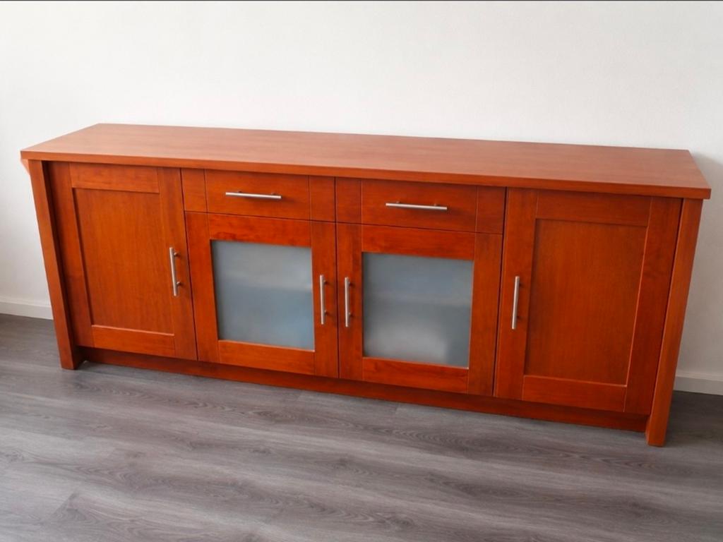 Modern dressoir met lades en deuren, 190 cm breed, Ophalen, Gebruikt, Glas, 150 tot 200 cm