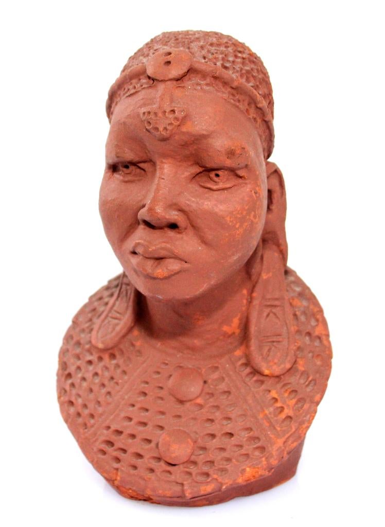 Prachtige Afrikaans Terracotta Buste Masai Woman, Antiek en Kunst, Ophalen of Verzenden