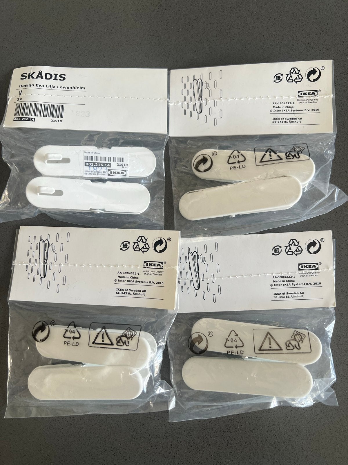 IKEA SKÅDIS klem - 4 halen, 3 betalen, Ophalen of Verzenden, Nieuw, Wit, Kunststof