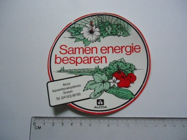 sticker oud ALCOA Drunen kas kassen kassenbouw tuinbouw, Verzenden, Zo goed als nieuw, Bedrijf of Vereniging