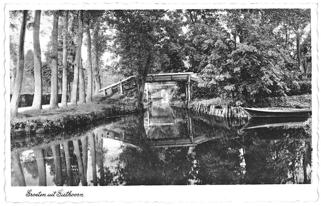 966045 Giethoorn 1934 Gelopen met postzegel, Verzamelen, Ansichtkaarten | Nederland, Gelopen, Overijssel, 1920 tot 1940, Ophalen of Verzenden