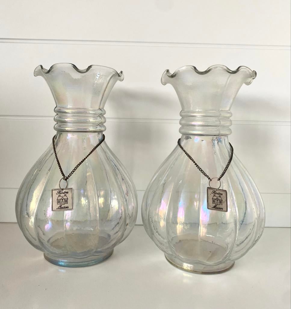 Riviera Maison Vaasjes glas paramoer  - Set van 2, Overige kleuren, Ophalen of Verzenden, Minder dan 50 cm, Glas