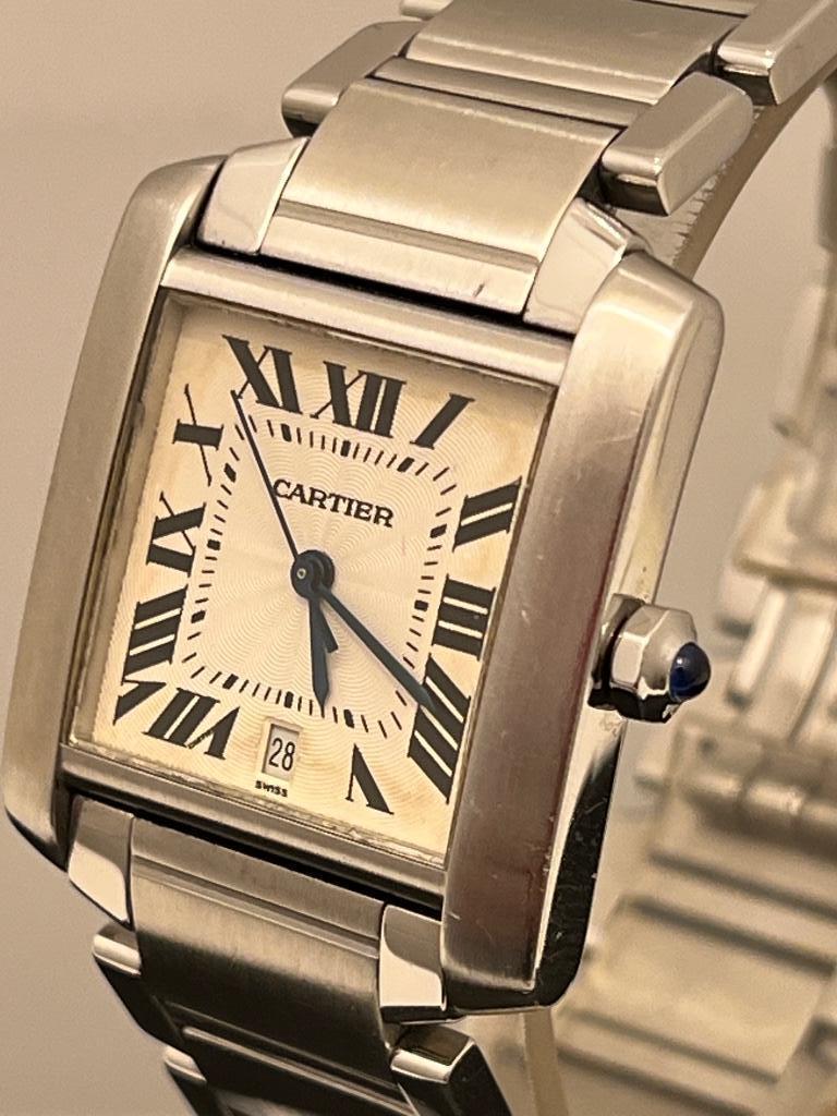 Cartier Tank Française 2302 Automaat Medium Staal, Sieraden, Tassen en Uiterlijk, Horloges | Dames, Overige merken, Staal, Gebruikt