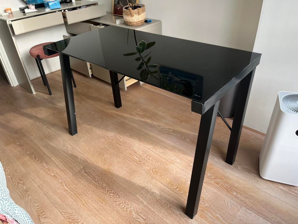 JYSK glass desk black, laptoptafel, Ophalen, Zo goed als nieuw