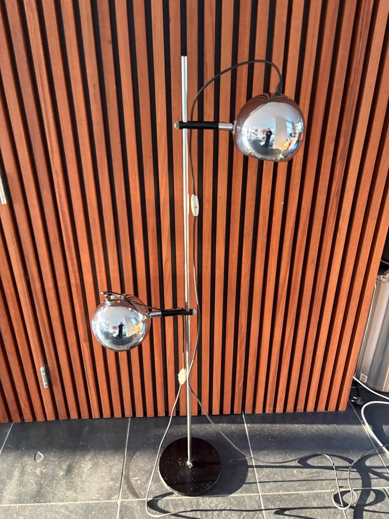 Vintage Herda Vloerlamp Mid Century Design, Huis en Inrichting, Lampen | Vloerlampen, Ophalen, Gebruikt, Metaal, 150 tot 200 cm