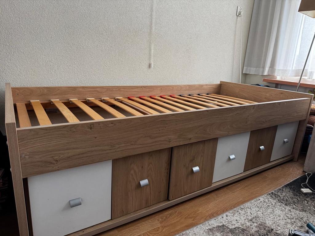 Trendhopper eenpersoonsbed met opbergruimte, Huis en Inrichting, Slaapkamer | Bedden, Zo goed als nieuw, Eenpersoons, 90 cm, 200 cm