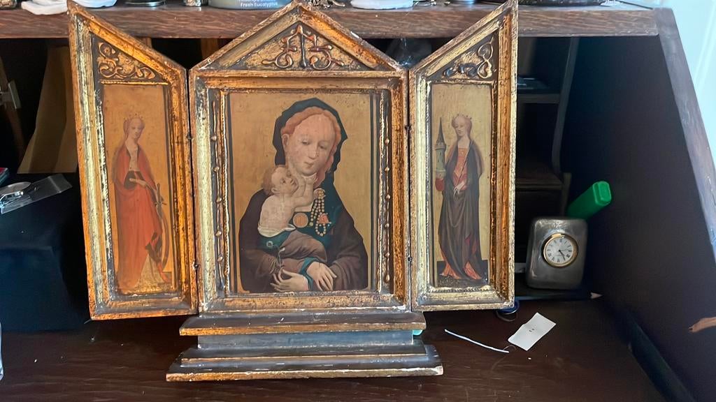 Katholiek huisaltaar drieluik, Antiek en Kunst, Ophalen of Verzenden