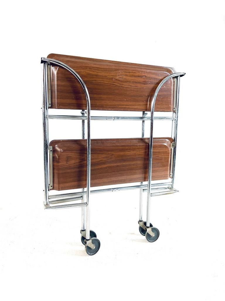 Vintage inklapbare trolley ‘60, Metaal of Aluminium, Zo goed als nieuw, Vintage retro buisframe design rotan webbing papercord