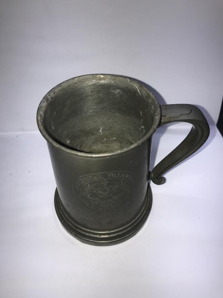 Tinnen kroes / pul met glazen bodem, Antiek en Kunst, Antiek | Tin, Ophalen of Verzenden