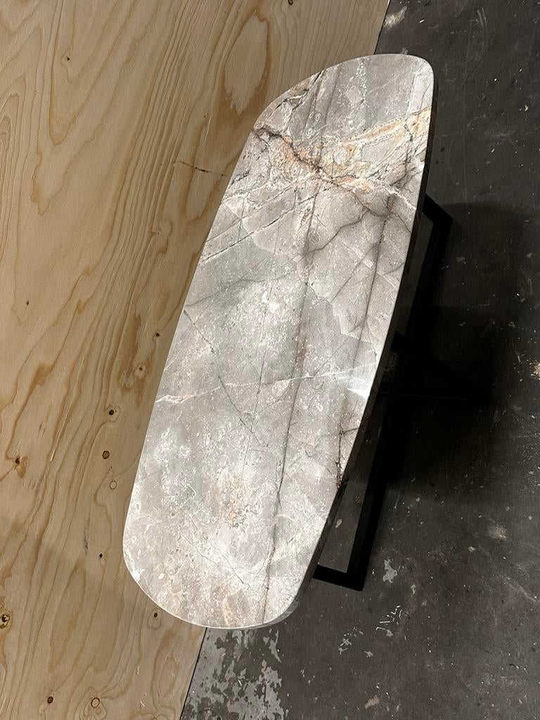 Prachtige marmeren  deens ovale salontafel, Huis en Inrichting, Tafels | Salontafels, Minder dan 50 cm, 50 tot 100 cm, 100 tot 150 cm