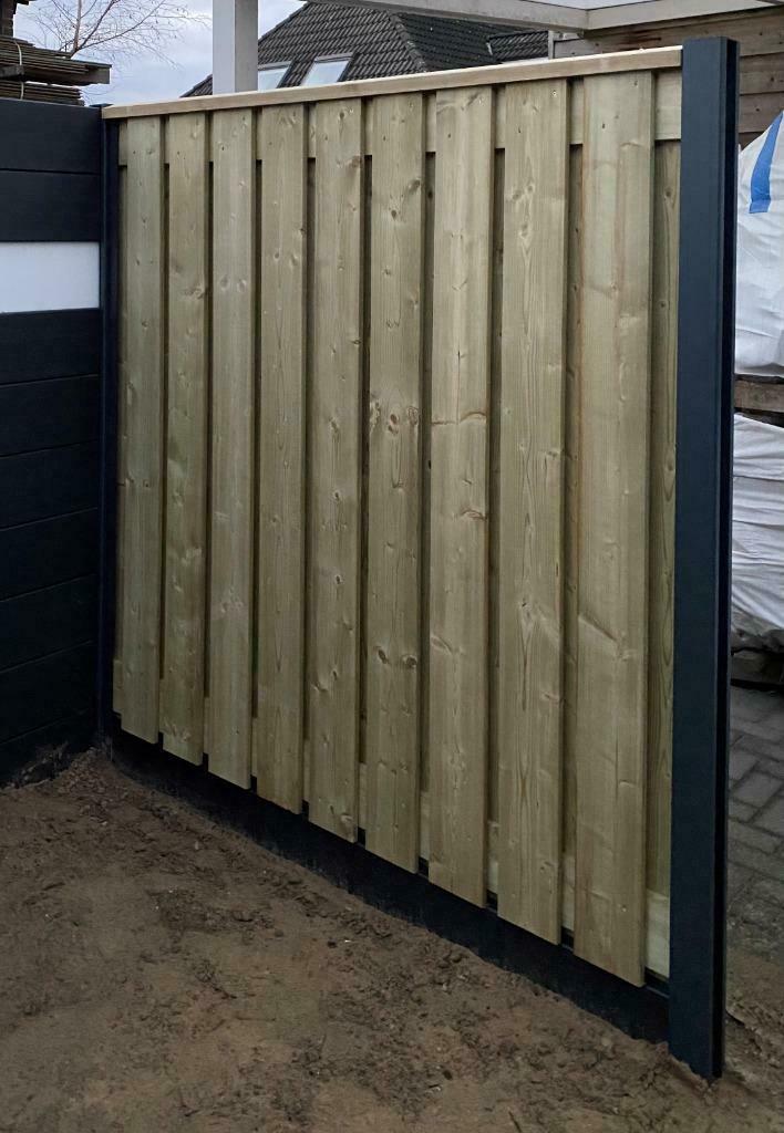 Schutting aluminium, kunststof, hout combi Onderhouds arm !, Ophalen, 1 tot 2 meter, 6 meter of meer, Nieuw