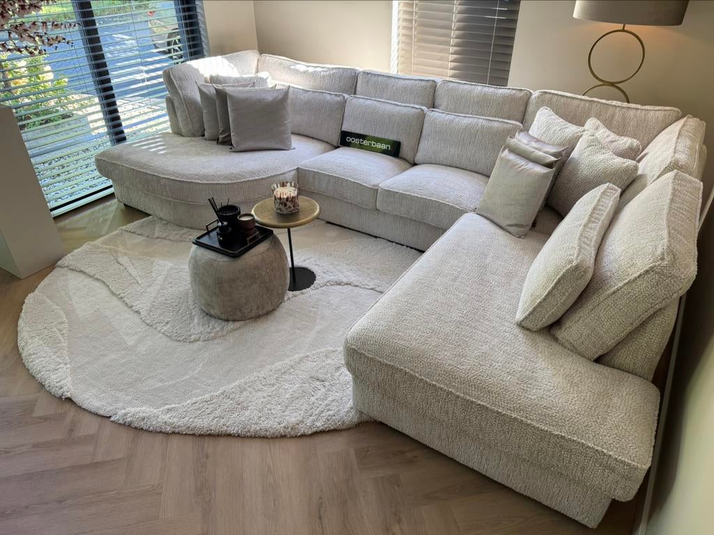 Luxe Velvet Teddy U-bank Pocket Round 175x375x250cm NIEUW, Info@oosterbaanwonen.nl, Venus 31 8448CE Heerenveen, Hoekbank, Oosterbaan Wonen