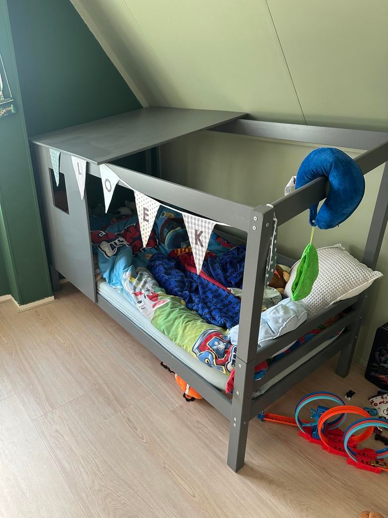 Bedhuisje 90x200 met lattenbodem - Gebruikt, Ophalen, 85 tot 100 cm, Gebruikt, Lattenbodem
