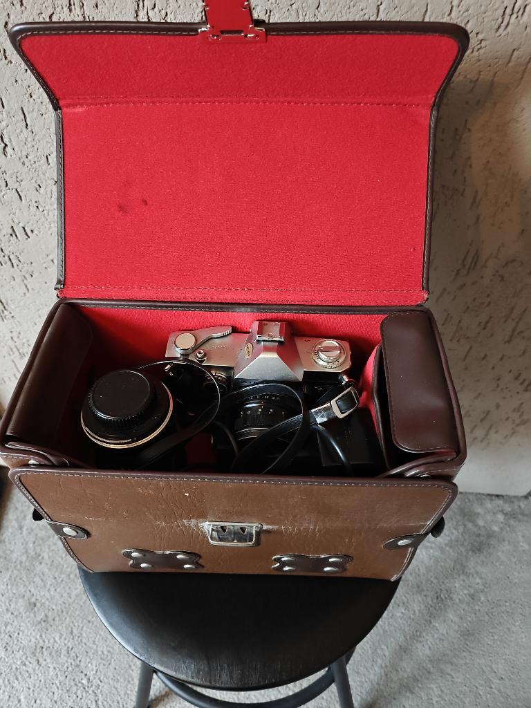 Ricoh SINGLEX TLS met tele zoom lens in koffer, Ophalen, Gebruikt, Spiegelreflex, Overige Merken