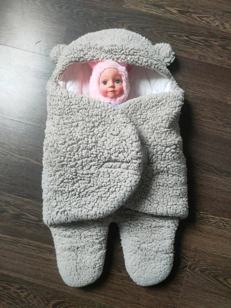 Zachte baby slaapzak met berenoren, Ophalen of Verzenden, Zo goed als nieuw, 70 tot 85 cm, Slaapzak
