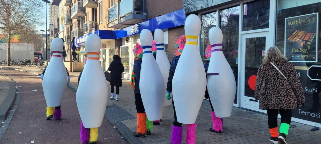 Kegel pakken voor carnaval - loopgroep, Maat 38/40 (M), Carnaval, Ophalen of Verzenden, Kleding