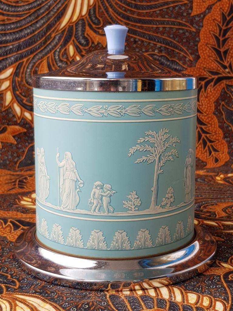 Mooie oude vintage koekjestrommel uit Engeland 18,5 cm., Ophalen of Verzenden