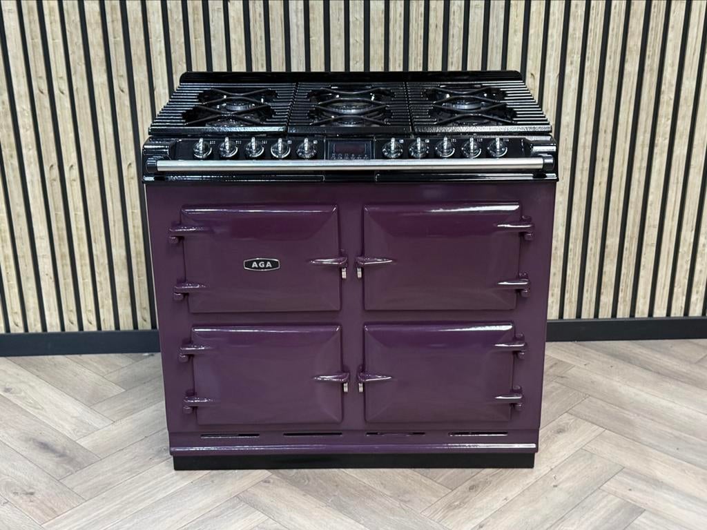 Prachtig Fornuis AGA Six Four Aubergine 4 Ovens!, Witgoed en Apparatuur, Fornuizen, Warmhoudplaat, 60 cm of meer, Ophalen of Verzenden