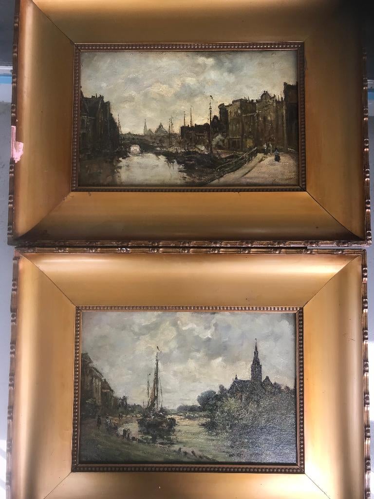 olieverf impressionistisch stadsgezicht piet in 't hout, Antiek en Kunst, Kunst | Schilderijen | Klassiek, Ophalen of Verzenden
