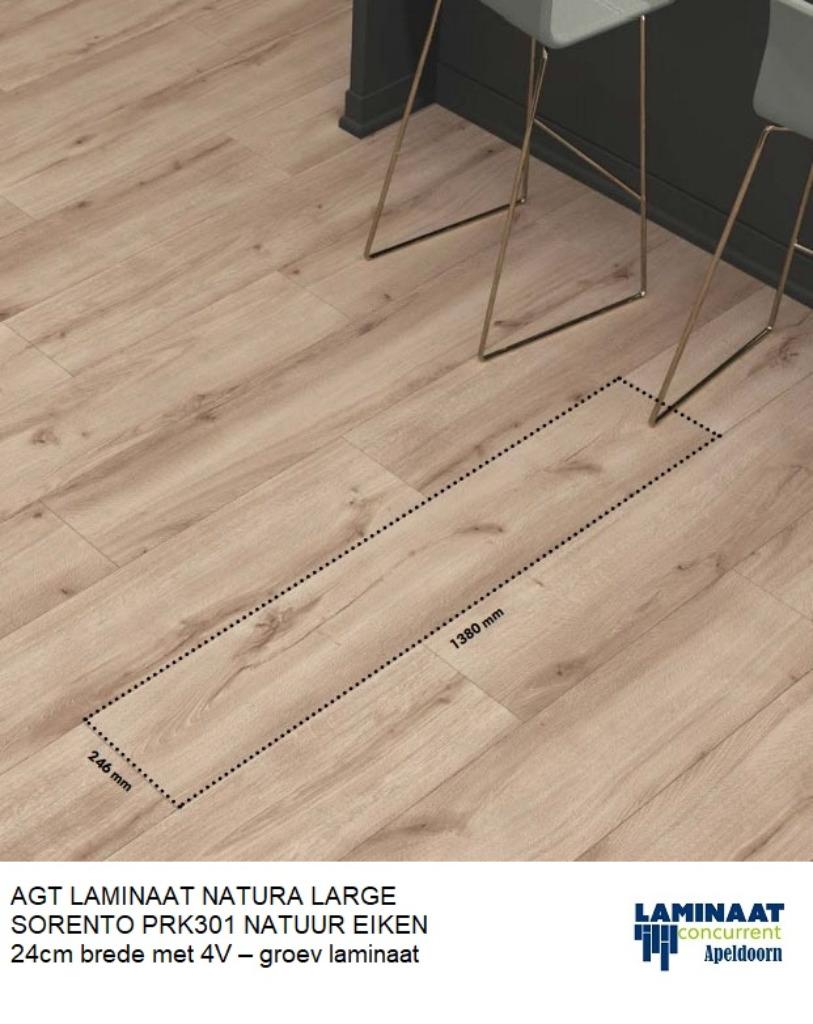 Laminaat Sorento Prk 301 Natuur Eik 24cm brede 8mm dik, 75 m² of meer, Nieuw, Ophalen of Verzenden, Bruin