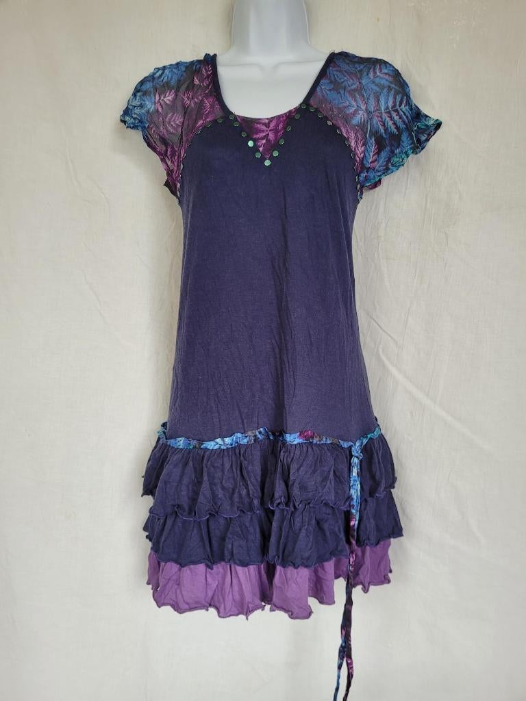 Stoere blauw-paarse minijurk mt M merk Custo Barcelona, Maat 38/40 (M), ., Paars, Ophalen of Verzenden